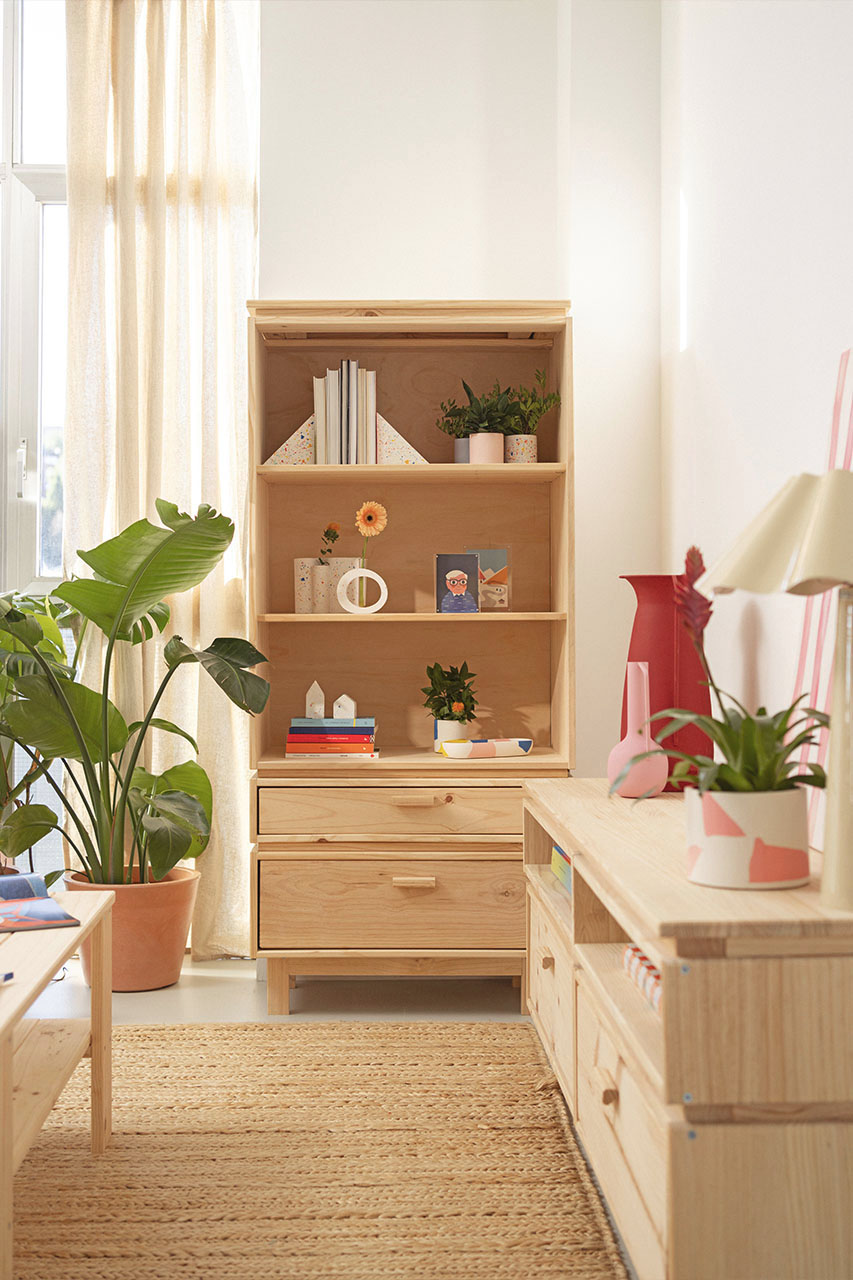 Imagen de ambiente 1 para:Estantería librería de madera natural